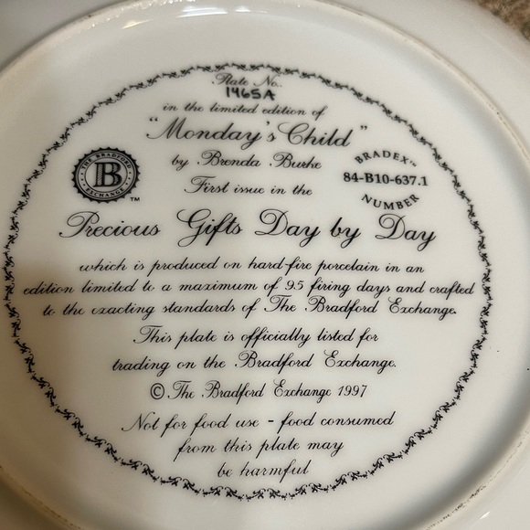 BRENDA BURKE Bradford Exchange 1997 Precious Gifts Day By Day - Picture 3 of 4